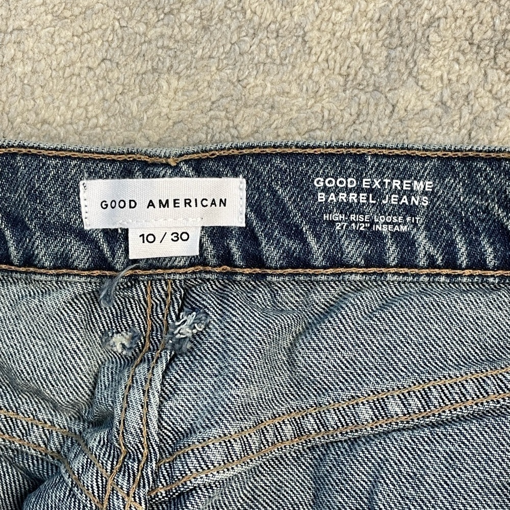 NWT Good American Good Extreme Barrel Jeans High Rise Wide Loose Indigo Sz 10 30 - Picture 9 of 15